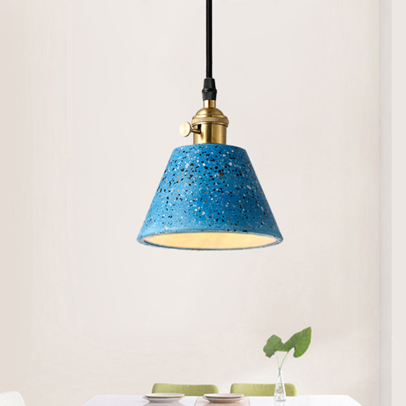 1 Light Pendant Lighting with Cone Concrete Shade in Nordic Style Black/Blue/Green Hanging Light Clearhalo 'Ceiling Lights' 'Modern Pendants' 'Modern' 'Pendant Lights' 'Pendants' Lighting' 247827