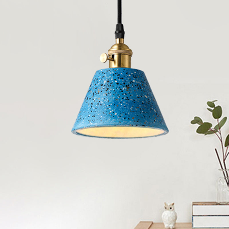 1 Light Pendant Lighting with Cone Concrete Shade in Nordic Style Black/Blue/Green Hanging Light Clearhalo 'Ceiling Lights' 'Modern Pendants' 'Modern' 'Pendant Lights' 'Pendants' Lighting' 247828