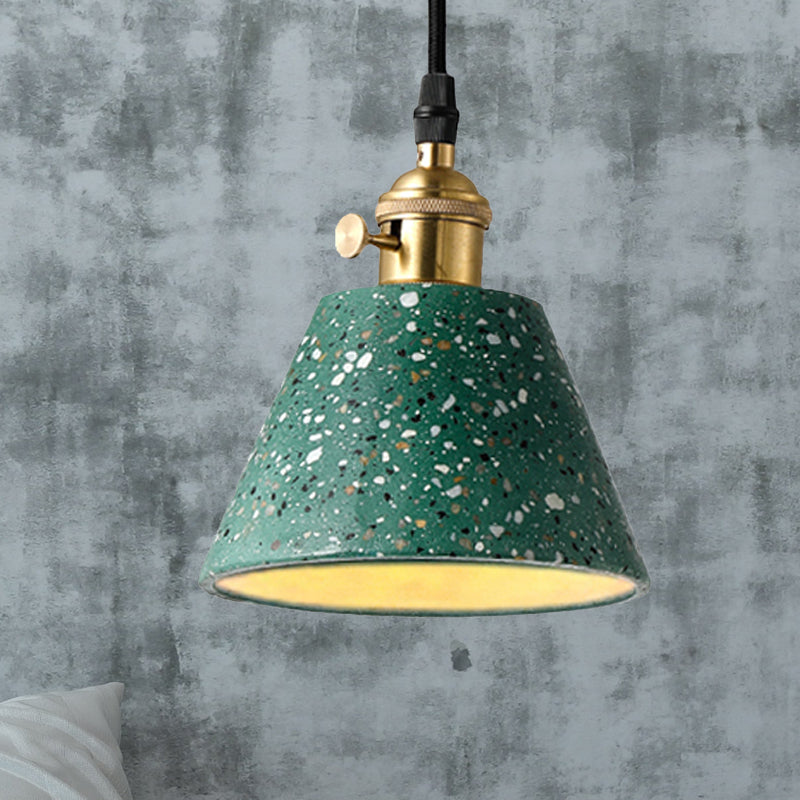 1 Light Pendant Lighting with Cone Concrete Shade in Nordic Style Black/Blue/Green Hanging Light Green Clearhalo 'Ceiling Lights' 'Modern Pendants' 'Modern' 'Pendant Lights' 'Pendants' Lighting' 247829