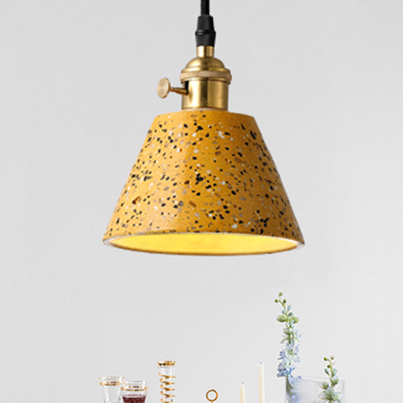 1 Light Pendant Lighting with Cone Concrete Shade in Nordic Style Black/Blue/Green Hanging Light Yellow Clearhalo 'Ceiling Lights' 'Modern Pendants' 'Modern' 'Pendant Lights' 'Pendants' Lighting' 247834