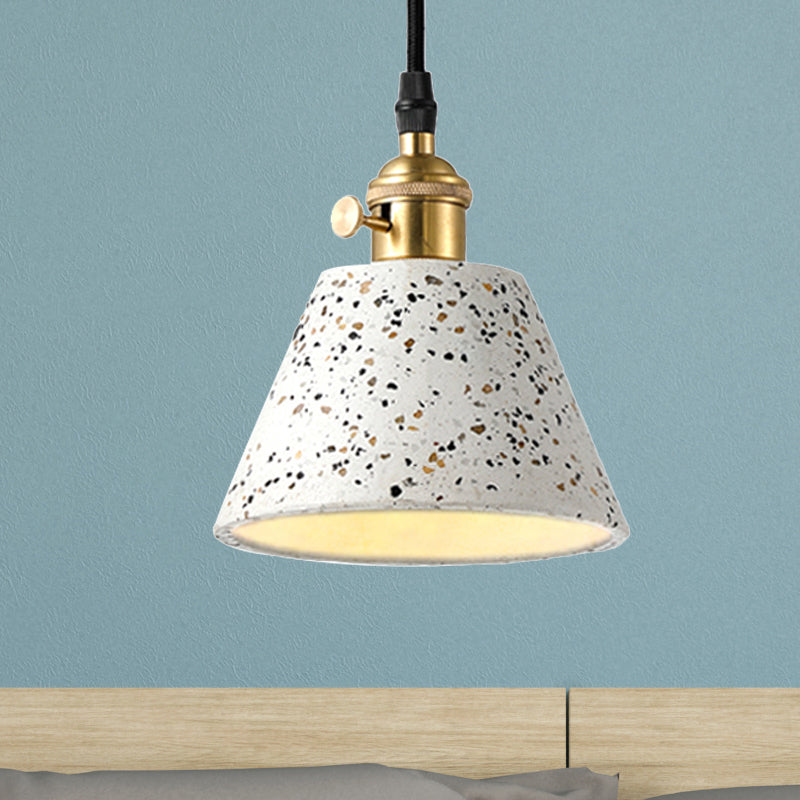 1 Light Pendant Lighting with Cone Concrete Shade in Nordic Style Black/Blue/Green Hanging Light White Clearhalo 'Ceiling Lights' 'Modern Pendants' 'Modern' 'Pendant Lights' 'Pendants' Lighting' 247837