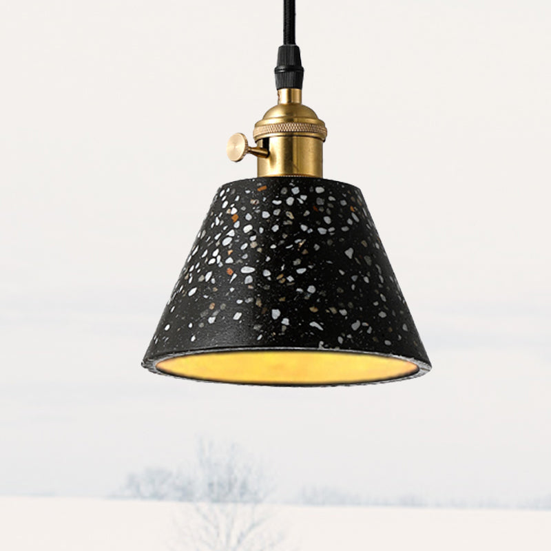 1 Light Pendant Lighting with Cone Concrete Shade in Nordic Style Black/Blue/Green Hanging Light Black Clearhalo 'Ceiling Lights' 'Modern Pendants' 'Modern' 'Pendant Lights' 'Pendants' Lighting' 247843