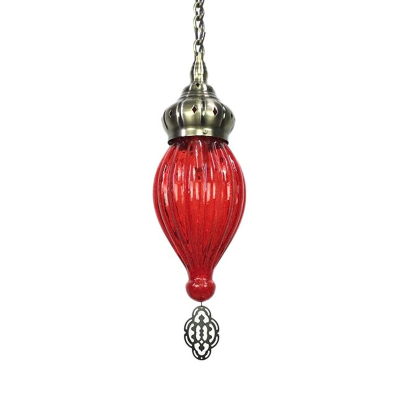 Teardrop Red/Pink/Yellow Suspension Pendant Traditional 1/4 Heads Hanging Light Kit for Living Room Clearhalo 'Ceiling Lights' 'Glass shade' 'Glass' 'Pendant Lights' 'Pendants' Lighting' 247850