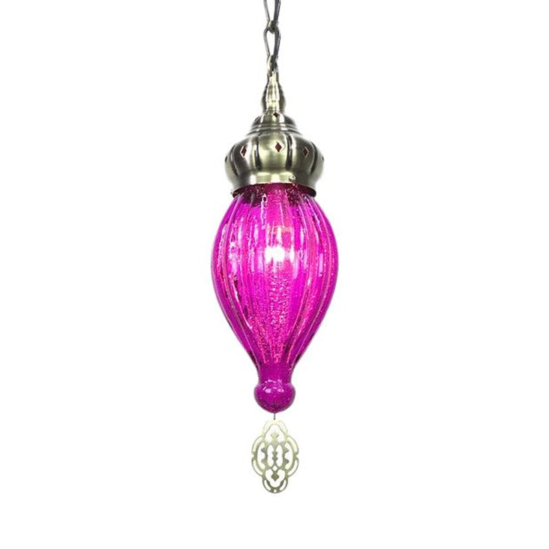 Teardrop Red/Pink/Yellow Suspension Pendant Traditional 1/4 Heads Hanging Light Kit for Living Room Clearhalo 'Ceiling Lights' 'Glass shade' 'Glass' 'Pendant Lights' 'Pendants' Lighting' 247853