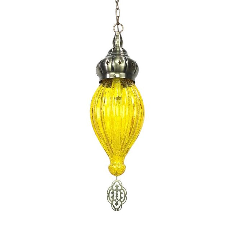 Teardrop Red/Pink/Yellow Suspension Pendant Traditional 1/4 Heads Hanging Light Kit for Living Room Clearhalo 'Ceiling Lights' 'Glass shade' 'Glass' 'Pendant Lights' 'Pendants' Lighting' 247855