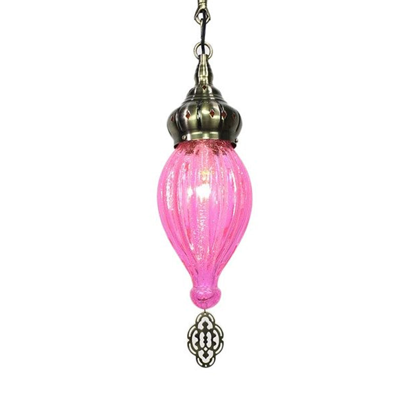 Teardrop Red/Pink/Yellow Suspension Pendant Traditional 1/4 Heads Hanging Light Kit for Living Room Clearhalo 'Ceiling Lights' 'Glass shade' 'Glass' 'Pendant Lights' 'Pendants' Lighting' 247857