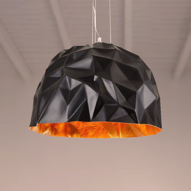 Metallic Domed Hanging Ceiling Light Loft Style 16"/19.5" Dia 1 Light Living Room Pendant Light Fixture in Black/White Black Clearhalo 'Ceiling Lights' 'Modern Pendants' 'Modern' 'Pendant Lights' 'Pendants' Lighting' 247861