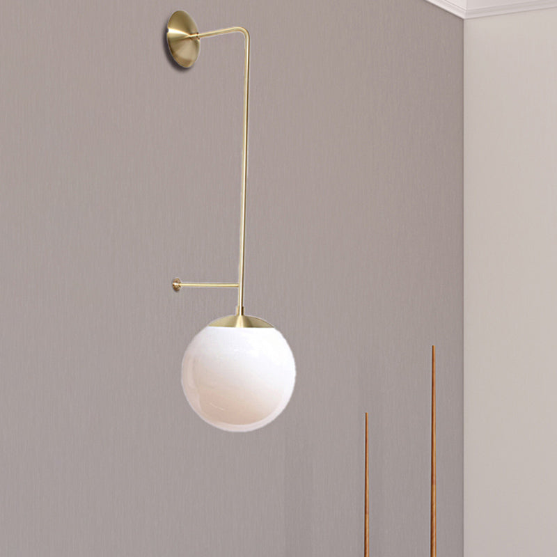 Retro Globe Wall Lamp 1-Light Clear/White Glass Shade Wall Sconce Light in Brass/Black for Living Room Brass White Clearhalo 'Wall Lamps & Sconces' 'Wall Lights' Lighting' 247884