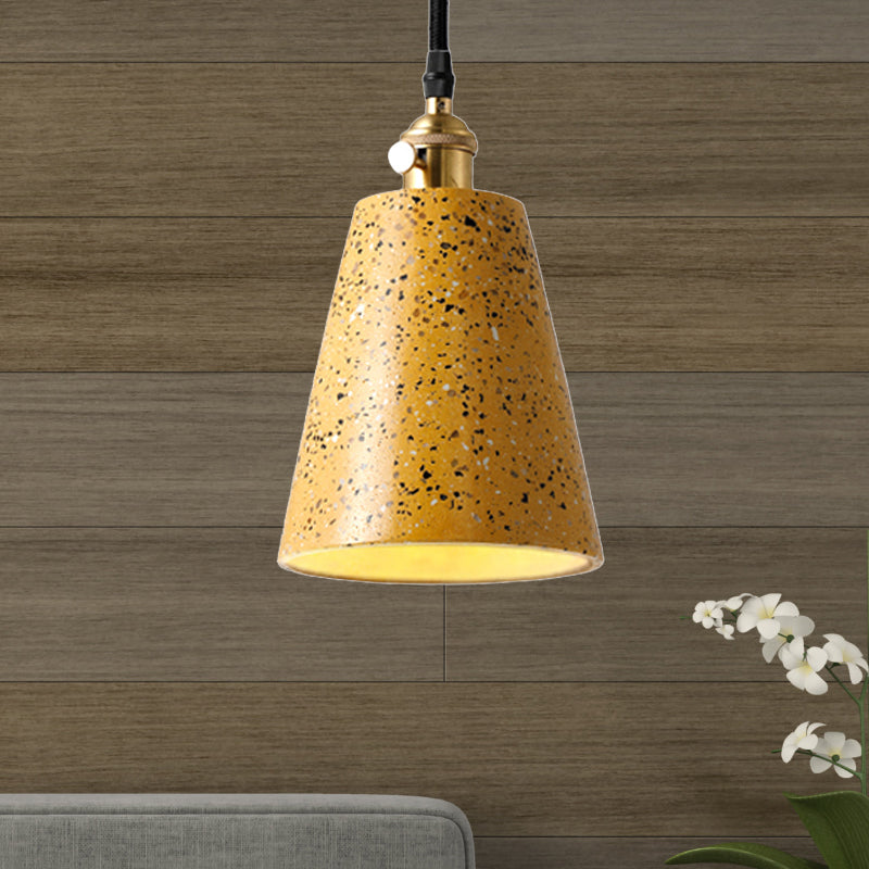 Cone Pendant Lighting in Nordic Style Cement 1 Light Black/Grey/White Hanging Light Yellow Clearhalo 'Ceiling Lights' 'Modern Pendants' 'Modern' 'Pendant Lights' 'Pendants' Lighting' 247931