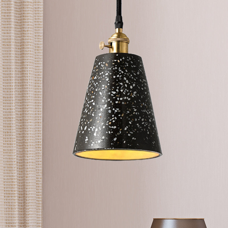 Cone Pendant Lighting in Nordic Style Cement 1 Light Black/Grey/White Hanging Light Black Clearhalo 'Ceiling Lights' 'Modern Pendants' 'Modern' 'Pendant Lights' 'Pendants' Lighting' 247937