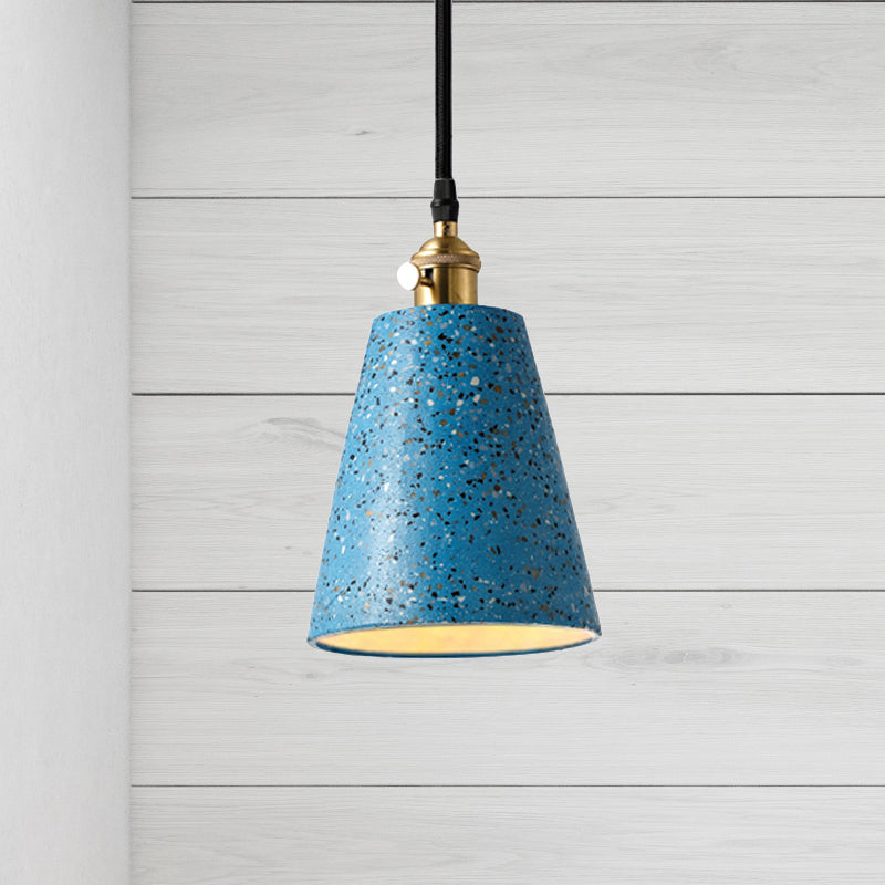 Cone Pendant Lighting in Nordic Style Cement 1 Light Black/Grey/White Hanging Light Blue Clearhalo 'Ceiling Lights' 'Modern Pendants' 'Modern' 'Pendant Lights' 'Pendants' Lighting' 247940