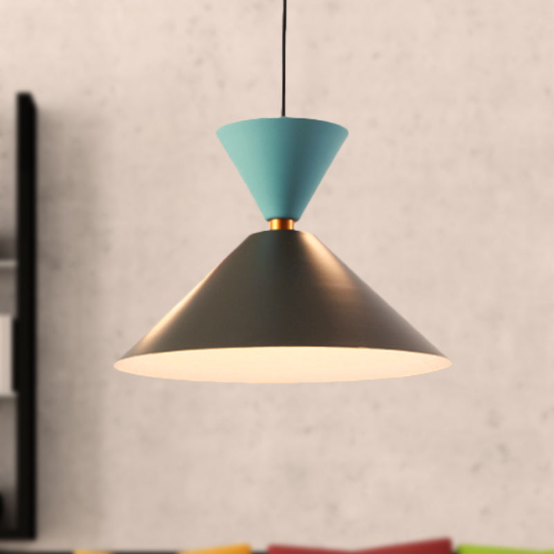 Black Cone/Dome Shade Pendant Light Nordic Style Metal 1 Light Living Room Hanging Ceiling Light, 2"/3" Dia Clearhalo 'Ceiling Lights' 'Modern Pendants' 'Modern' 'Pendant Lights' 'Pendants' Lighting' 247964