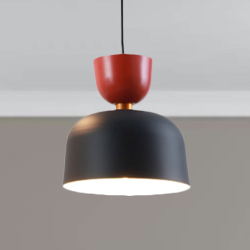 Black Cone/Dome Shade Pendant Light Nordic Style Metal 1 Light Living Room Hanging Ceiling Light, 2"/3" Dia Black 8" Dome Clearhalo 'Ceiling Lights' 'Modern Pendants' 'Modern' 'Pendant Lights' 'Pendants' Lighting' 247972