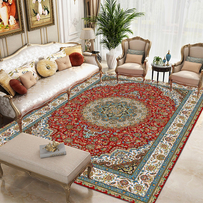 Multi Color Oriental Rug Cotton Blend Floral Printed Area Carpet