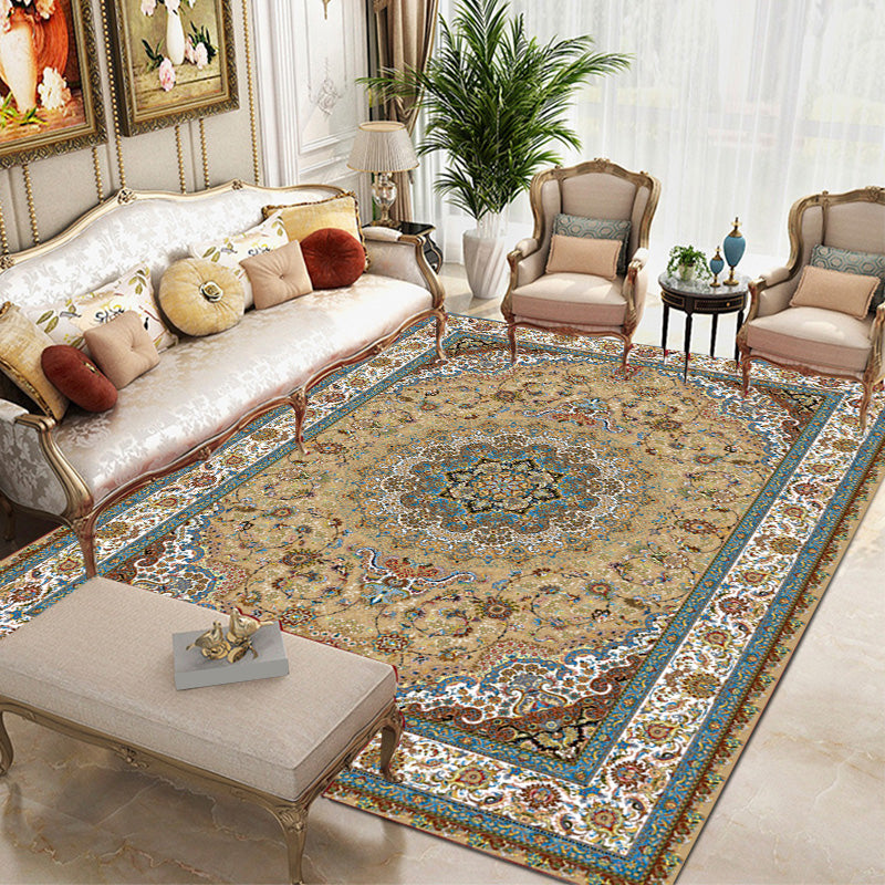 Multi Color Oriental Rug Cotton Blend Floral Printed Area Carpet