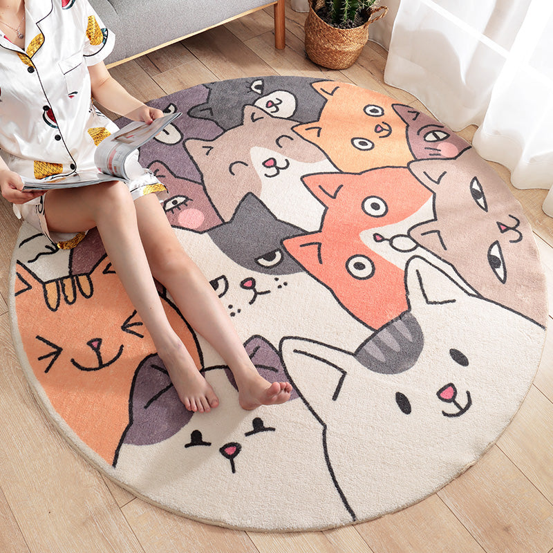 Multicolor Novelty Rug Lamb Wool Cartoon Printed Area Carpet Anti-Slip Backing Easy Care Indoor Rug for Kids Orange Clearhalo 'Area Rug' 'Rug' 2479865