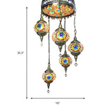 Ball Colorful Glass Hanging Chandelier Retro 6 Heads Bronze Ceiling Pendant Light for Restaurant Clearhalo 'Ceiling Lights' 'Chandeliers' Lighting' options 247995