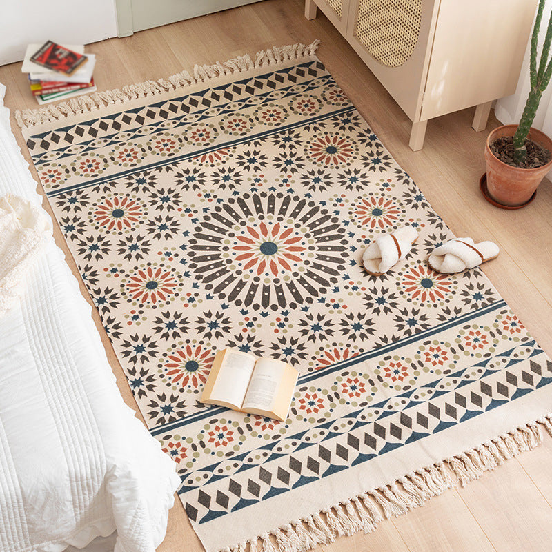 Multi-Color Bedroom Rug Western Geometric Printed Area Carpet Cotton Easy Care Pet Friendly Indoor Rug Light Orange 3'11" x 5'7" Clearhalo 'Area Rug' 'Rugs' 'Southwestern' Rug' 2480566