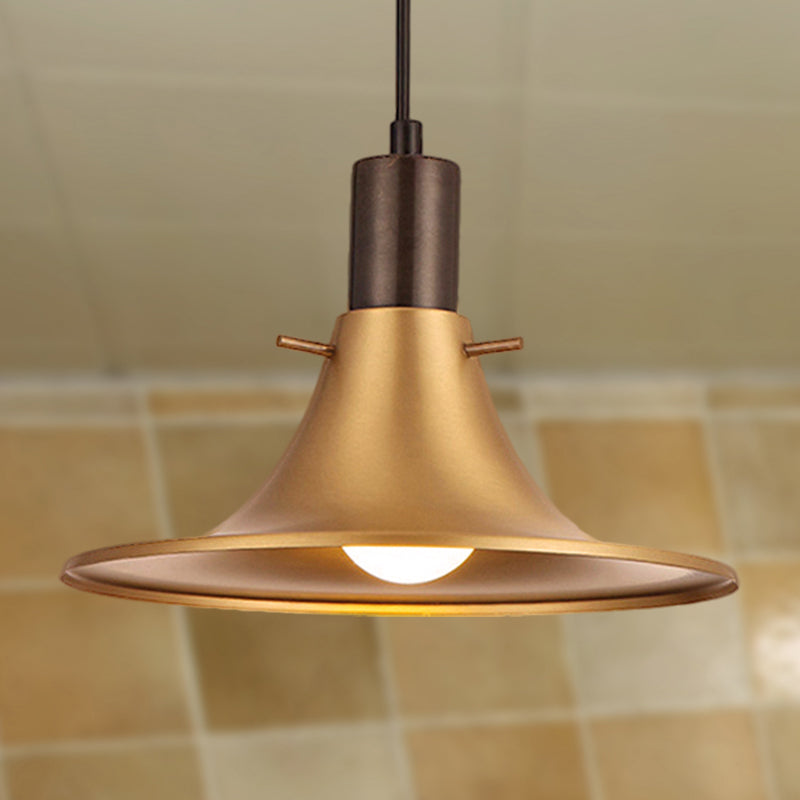 Brass Finish 1 Light Pendant Lighting Industrial Style Metallic Flared Shade Suspended Light Brass Clearhalo 'Ceiling Lights' 'Modern Pendants' 'Modern' 'Pendant Lights' 'Pendants' Lighting' 248086