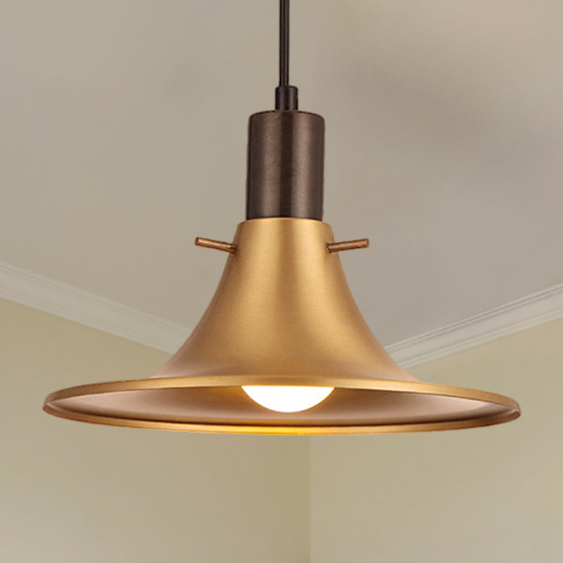 Brass Finish 1 Light Pendant Lighting Industrial Style Metallic Flared Shade Suspended Light Clearhalo 'Ceiling Lights' 'Modern Pendants' 'Modern' 'Pendant Lights' 'Pendants' Lighting' 248087