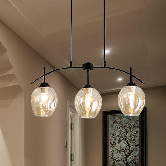 Bubble Shade Hanging Chandelier Post Modern Blue/Cognac Glass 3/6/8 Lights Black/Chrome Ceiling Light with Round/Linear Canopy Clearhalo 'Ceiling Lights' 'Chandeliers' 'Glass shade' 'Glass' 'Modern Chandeliers' 'Modern' Lighting' 248153