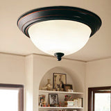 Black Bowl Flush Mount Lighting Traditional Frosted Glass LED Living Room Ceiling Lamp in Warm/White Light, 11"/15"/19" W Black White Clearhalo 'Ceiling Lights' 'Close To Ceiling Lights' 'Close to ceiling' 'Flush mount' Lighting' 248280