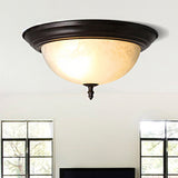 Black/Black and Gold Bowl Flush Mount Lamp Classic Frosted Glass 3 Lights Living Room Ceiling Light Fixture, 13"/15" Wide Black Clearhalo 'Ceiling Lights' 'Close To Ceiling Lights' 'Close to ceiling' 'Flush mount' Lighting' 248292