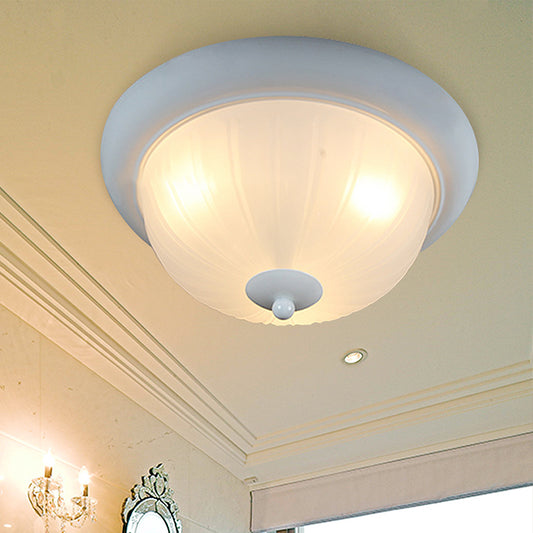 2 Lights Bowl Flush Mount Lamp Traditional White Glass Ceiling Mounted Fixture for Living Room, 13"/15" Wide Clearhalo 'Ceiling Lights' 'Close To Ceiling Lights' 'Close to ceiling' 'Flush mount' Lighting' 248301