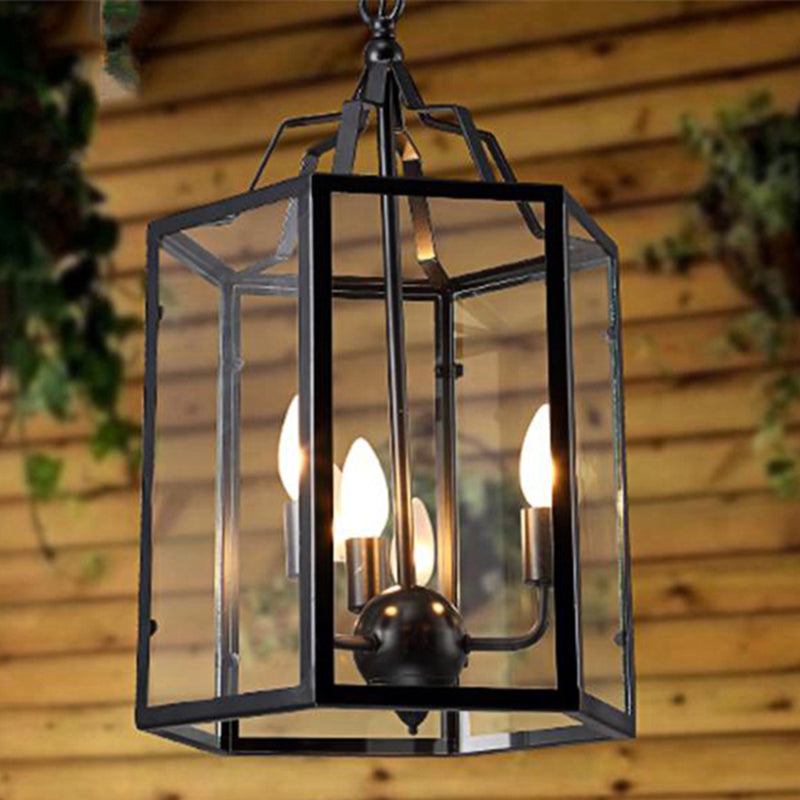 3-Light Clear Glass Hanging Chandelier Vintage Black/White Candle Pendant Light Fixture Clearhalo 'Ceiling Lights' 'Chandeliers' 'Glass shade' 'Glass' 'Industrial Chandeliers' 'Industrial' 'Middle Century Chandeliers' 'Pendant Lights' 'Tiffany' Lighting' 248369