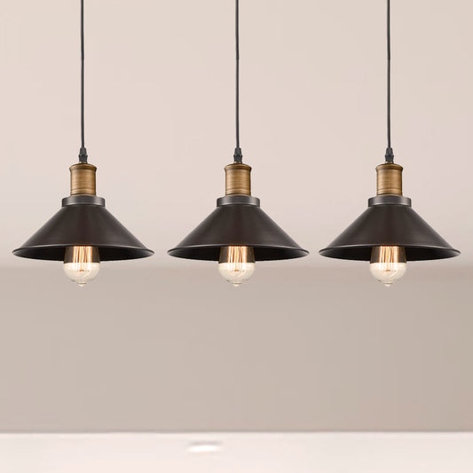 3 Pack Cone Shade Restaurant Pendant Light Vintage Metal 1 Light Black Hanging Ceiling Light Black Clearhalo 'Art Deco Pendants' 'Black' 'Cast Iron' 'Ceiling Lights' 'Ceramic' 'Crystal' 'Industrial Pendants' 'Industrial' 'Metal' 'Middle Century Pendants' 'Pendant Lights' 'Pendants' 'Rustic Pendants' 'Tiffany' Lighting' 248425