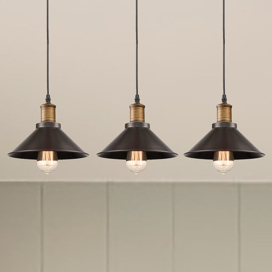 3 Pack Cone Shade Restaurant Pendant Light Vintage Metal 1 Light Black Hanging Ceiling Light Clearhalo 'Art Deco Pendants' 'Black' 'Cast Iron' 'Ceiling Lights' 'Ceramic' 'Crystal' 'Industrial Pendants' 'Industrial' 'Metal' 'Middle Century Pendants' 'Pendant Lights' 'Pendants' 'Rustic Pendants' 'Tiffany' Lighting' 248426