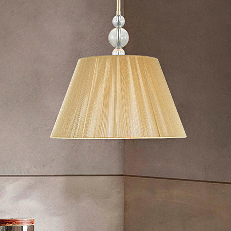 Tan 1 Light Pendant Lighting Fixture Classic Fabric Drum Hanging Lamp for Corridor Clearhalo 'Ceiling Lights' 'Pendant Lights' 'Pendants' Lighting' 248475