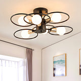 Ring Bedroom Semi Mount Lighting Traditional Metal 3/6/9 Lights Black Ceiling Light Fixture Clearhalo 'Ceiling Lights' 'Close To Ceiling Lights' 'Close to ceiling' 'Semi-flushmount' Lighting' 248590