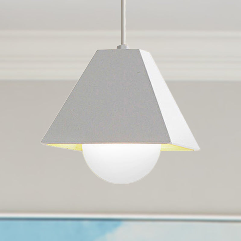 Modernist Pyramid Pendant Lighting 1 Light Metallic Hanging Ceiling Light in Black/White over Table White Clearhalo 'Ceiling Lights' 'Modern Pendants' 'Modern' 'Pendant Lights' 'Pendants' Lighting' 248617