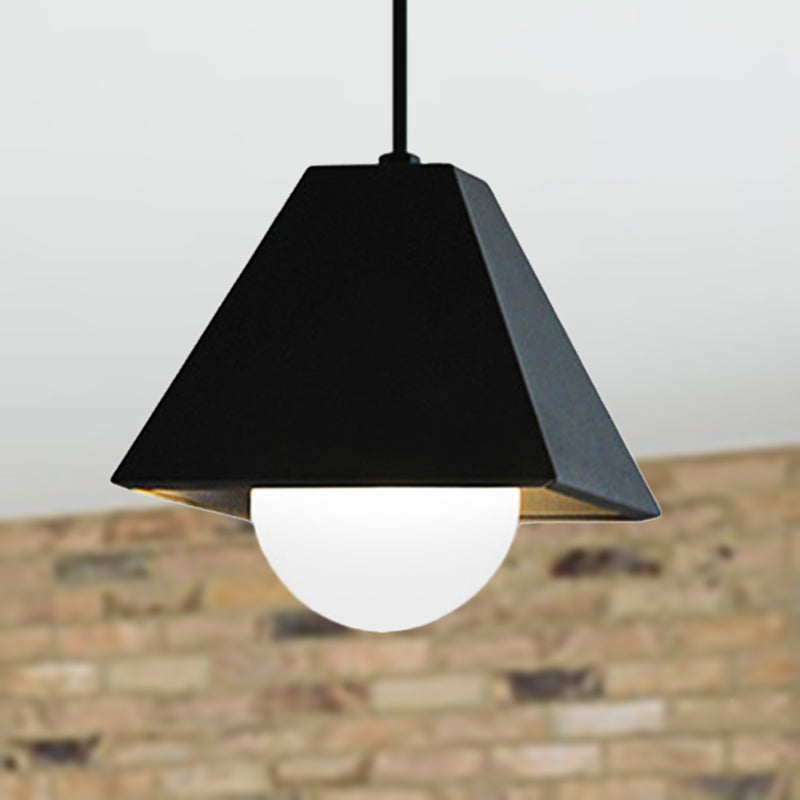 Modernist Pyramid Pendant Lighting 1 Light Metallic Hanging Ceiling Light in Black/White over Table Black Clearhalo 'Ceiling Lights' 'Modern Pendants' 'Modern' 'Pendant Lights' 'Pendants' Lighting' 248619