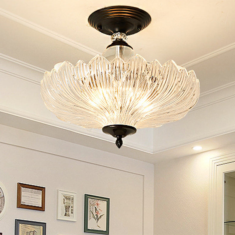 Scalloped Semi-Flush Mount Ceiling Light White with Black buy Base Threshold design