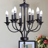 Multi Light Metallic Chandelier Lighting Rustic Lodge Black Exposed Bulb Indoor Hanging Lamp Black Clearhalo 'Cast Iron' 'Ceiling Lights' 'Chandeliers' 'Industrial Chandeliers' 'Industrial' 'Metal' 'Middle Century Chandeliers' 'Rustic Chandeliers' 'Tiffany' Lighting' 248707