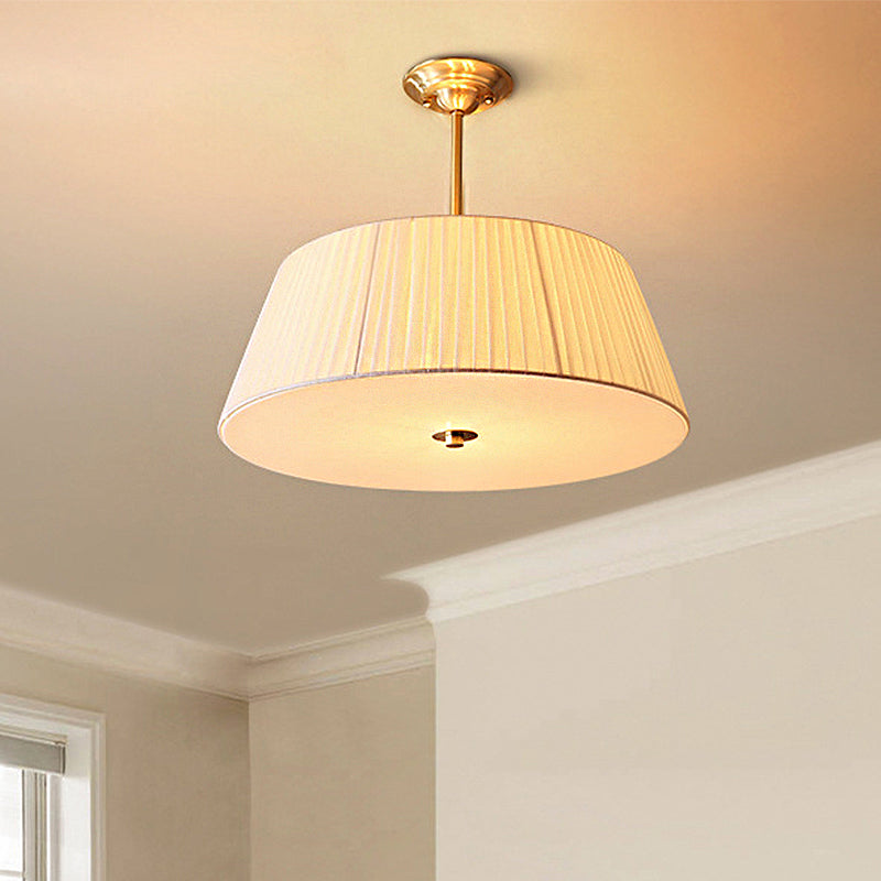 3/4 Lights Living Room Ceiling Mounted Fixture Classic White Semi Flush Mount with Drum Fabric Shade, 16"/20" Wide White 20" Clearhalo 'Ceiling Lights' 'Close To Ceiling Lights' 'Close to ceiling' 'Semi-flushmount' Lighting' 248785