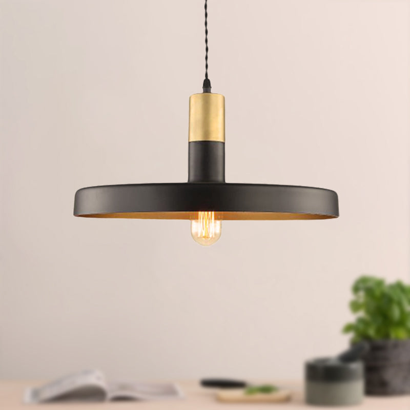 Black Round Shade Pendant Light Modern Stylish Metal 1 Bulb Dining Room Hanging Ceiling Light Clearhalo 'Ceiling Lights' 'Modern Pendants' 'Modern' 'Pendant Lights' 'Pendants' Lighting' 248884