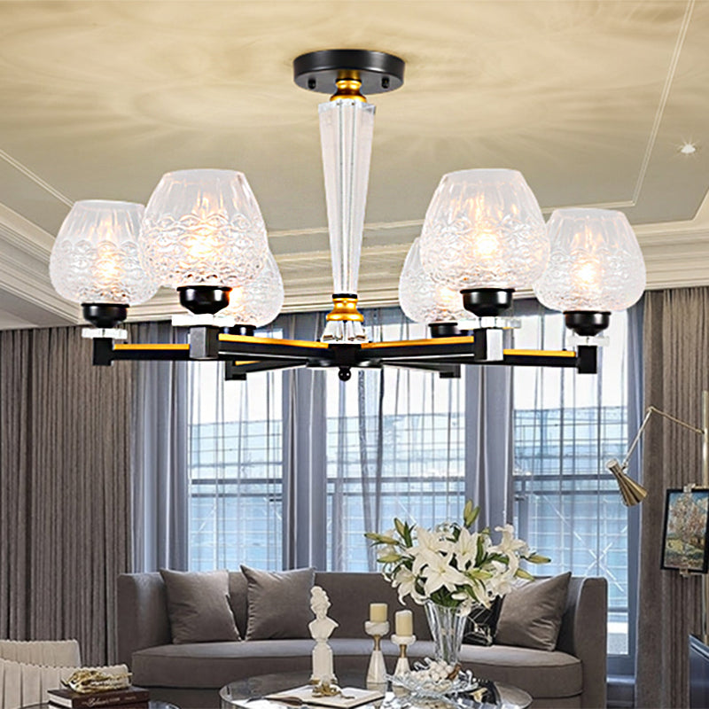 Cup Shape Living Room Pendant Lamp Traditional Crystal 3/6 Lights Black Chandelier Light Fixture Clearhalo 'Ceiling Lights' 'Chandeliers' Lighting' options 248886