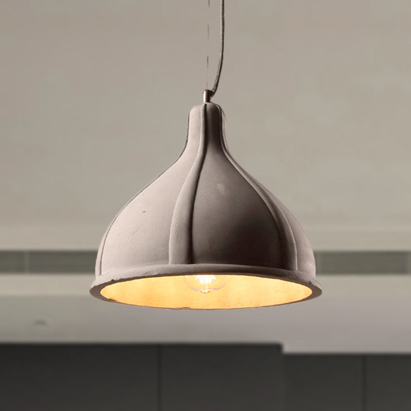 Cement Domed/Bucket Pendant Lighting Industrial 1 Light Restaurant Hanging Ceiling Lamp in Grey Clearhalo 'Ceiling Lights' 'Modern Pendants' 'Modern' 'Pendant Lights' 'Pendants' Lighting' 248939