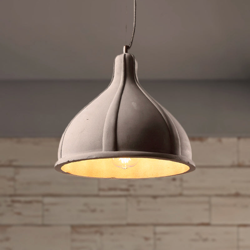 Cement Domed/Bucket Pendant Lighting Industrial 1 Light Restaurant Hanging Ceiling Lamp in Grey Clearhalo 'Ceiling Lights' 'Modern Pendants' 'Modern' 'Pendant Lights' 'Pendants' Lighting' 248940