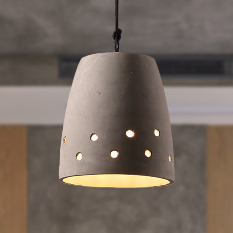 Cement Domed/Bucket Pendant Lighting Industrial 1 Light Restaurant Hanging Ceiling Lamp in Grey Grey B Clearhalo 'Ceiling Lights' 'Modern Pendants' 'Modern' 'Pendant Lights' 'Pendants' Lighting' 248941