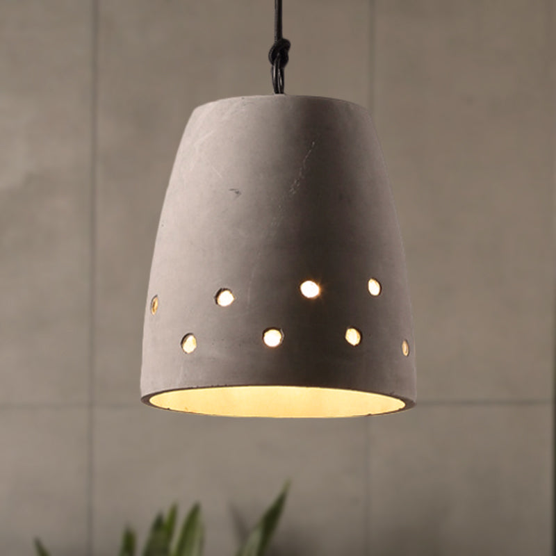 Cement Domed/Bucket Pendant Lighting Industrial 1 Light Restaurant Hanging Ceiling Lamp in Grey Clearhalo 'Ceiling Lights' 'Modern Pendants' 'Modern' 'Pendant Lights' 'Pendants' Lighting' 248942