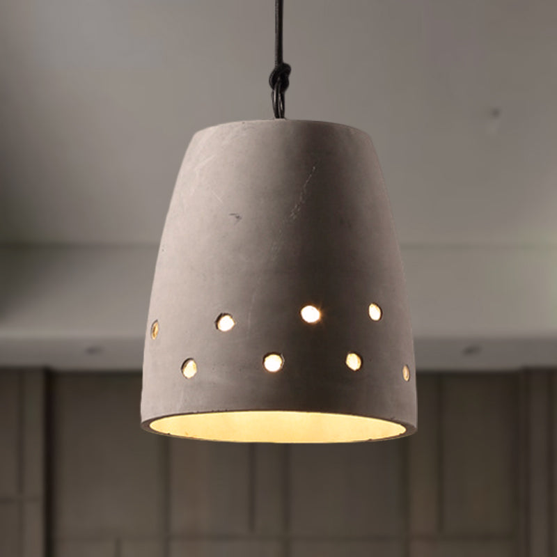 Cement Domed/Bucket Pendant Lighting Industrial 1 Light Restaurant Hanging Ceiling Lamp in Grey Clearhalo 'Ceiling Lights' 'Modern Pendants' 'Modern' 'Pendant Lights' 'Pendants' Lighting' 248943