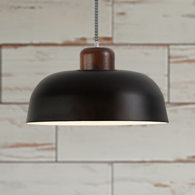 12"/15" W Bowl Shade Dining Table Ceiling Hanging Light Vintage Style Metallic 1 Light Brown/Black Pendant Lamp Black Clearhalo 'Ceiling Lights' 'Modern Pendants' 'Modern' 'Pendant Lights' 'Pendants' Lighting' 248983