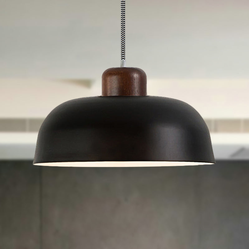 12"/15" W Bowl Shade Dining Table Ceiling Hanging Light Vintage Style Metallic 1 Light Brown/Black Pendant Lamp Clearhalo 'Ceiling Lights' 'Modern Pendants' 'Modern' 'Pendant Lights' 'Pendants' Lighting' 248984