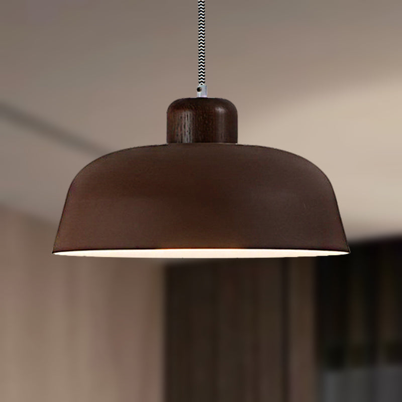 12"/15" W Bowl Shade Dining Table Ceiling Hanging Light Vintage Style Metallic 1 Light Brown/Black Pendant Lamp Brown Clearhalo 'Ceiling Lights' 'Modern Pendants' 'Modern' 'Pendant Lights' 'Pendants' Lighting' 248985