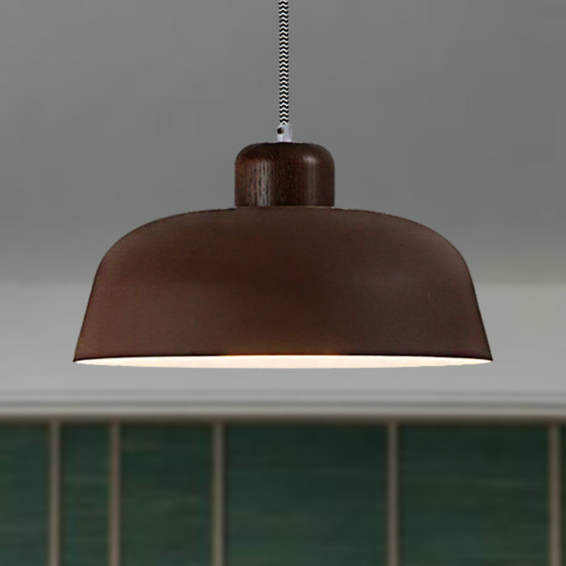 12"/15" W Bowl Shade Dining Table Ceiling Hanging Light Vintage Style Metallic 1 Light Brown/Black Pendant Lamp Clearhalo 'Ceiling Lights' 'Modern Pendants' 'Modern' 'Pendant Lights' 'Pendants' Lighting' 248986