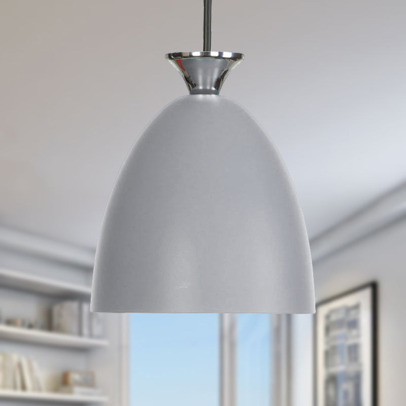 Blue/Gray Domed Hanging Ceiling Light Macaron Metallic 1 Light Bedside Pendant Lamp with Adjustable Cord Clearhalo 'Ceiling Lights' 'Modern Pendants' 'Modern' 'Pendant Lights' 'Pendants' Lighting' 249011